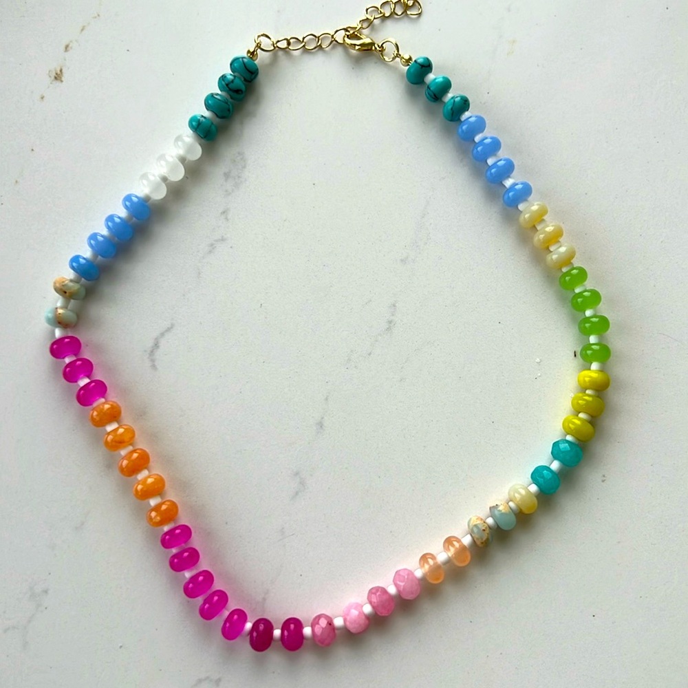 Anthropologie Rainbow Stone Necklace